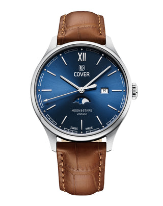 COVER Chapman Moon&Stars Blau, Leder Braun, Silber Uhr