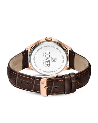 COVER Chapman Moon&Stars Weiß, Leder Braun, Roségold Uhr