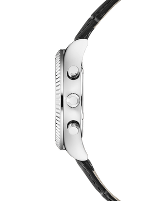 COVER Valentina Chrono Uhr Kristalle Weißes Perlmutt Leder, Silber