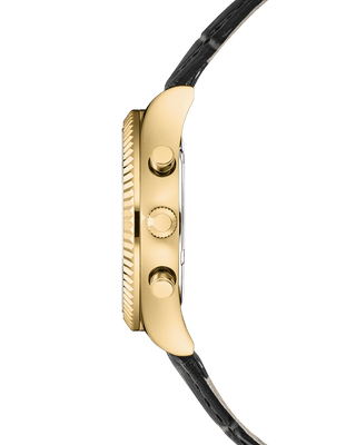 COVER Valentina Chrono Uhr Kristalle Weißes Perlmutt Leder, Gold