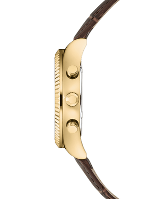 COVER Valentina Chrono Uhr Kristalle Grünes Perlmutt, Leder, Gold