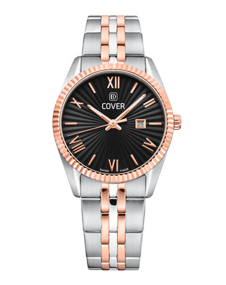 Montre COVER Alston Lady Noir, Bicolore Argent Or Rose