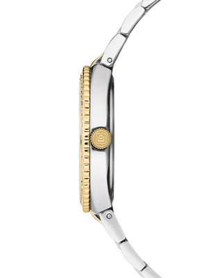 COVER Jumeira Crystals Weißes Perlmutt, Bicolor Silber Gold Uhr