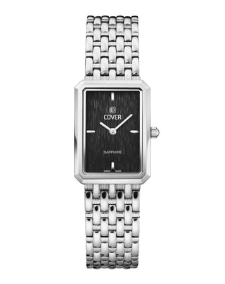 COVER Noble Square black dial women's watch with silver square case and bracelet
