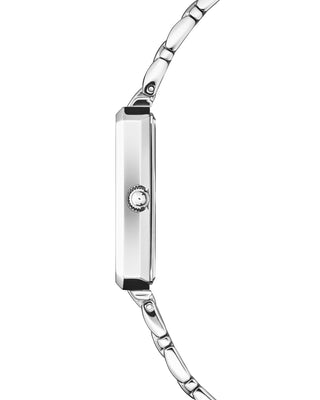 Side view of slim silver rectangular case – COVER Noble Square Black-Silver