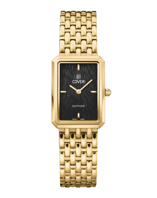 COVER Noble Square black dial women's watch with gold-plated square case and bracelet