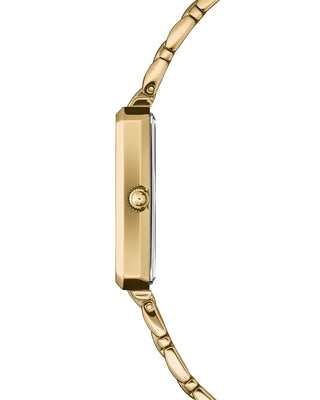 Slim gold-plated case side profile of COVER Noble Square Black-Gold