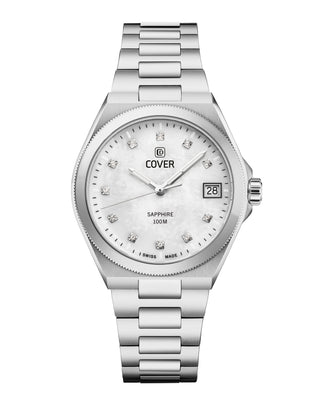 COVER Iconosteel Lady White Pearl Silver Watch with white Mother of Pearl dial and stainless steel case