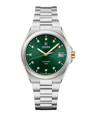 COVER Iconosteel Lady Green Bicolor Watch with green sunray dial and gold/silver stainless steel case.