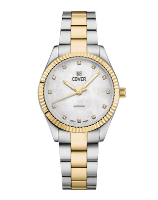 Two-tone Swiss made Valentina Mini with white MOP dial and gold/silver bracelet