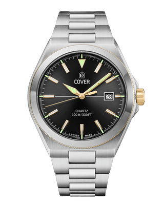 Montre COVER Iconosteel Noir, Bicolore Argent Or