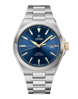 Montre COVER Iconosteel Bleu, Bicolore Argent Or