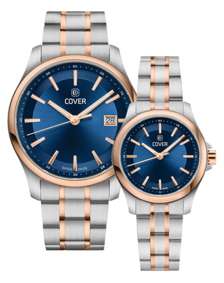 COVER Marville Gent Steel Watch Blue, Bicolor Silver Rosegold