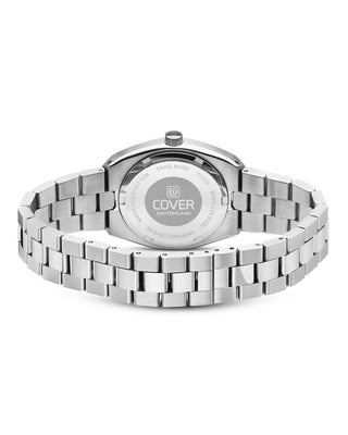 Caseback with Swiss Made engraving and stainless‑steel bracelet detail