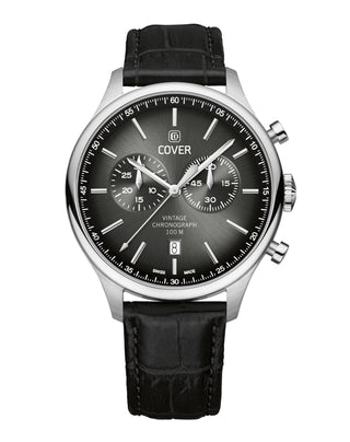 COVER Chapman Chrono Watch Leather Black, Silver Color