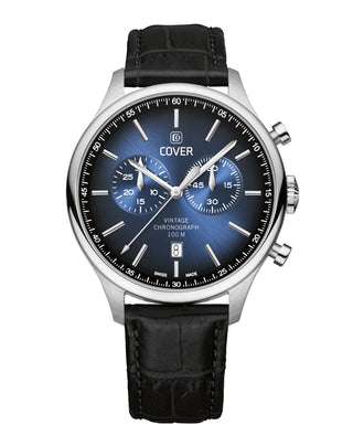 COVER Chapman Chrono Watch Leather Blue, Silver Color