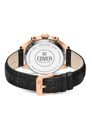 COVER Chapman Chrono Watch Leather Black, Rose Gold Color