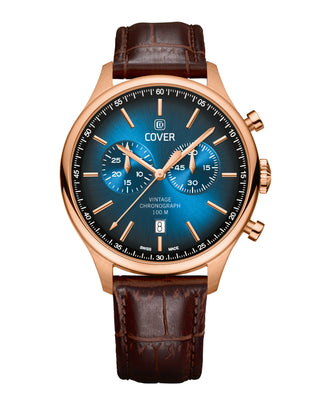 COVER Chapman Chrono Watch Leather Blue, Rose Gold