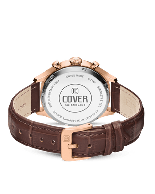 COVER Chapman Chrono Watch Leather Blue, Rose Gold