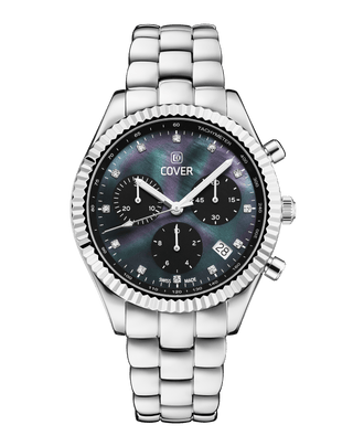 COVER Valentina Chrono Watch Crystals Black Pearl, Silver