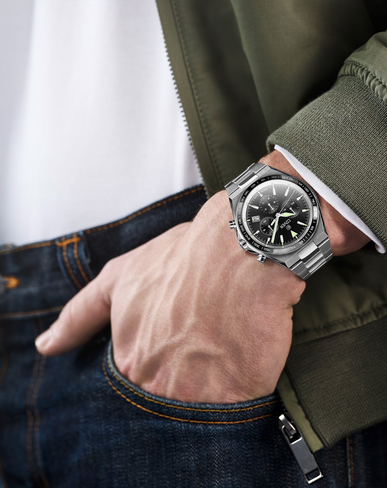 COVER Iconosteel Chrono Watch Black, Silver Color