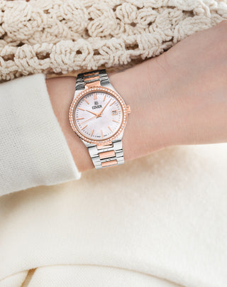 COVER Jumeira Crystals White Pearl, Bicolor Silver Rose Gold Watch