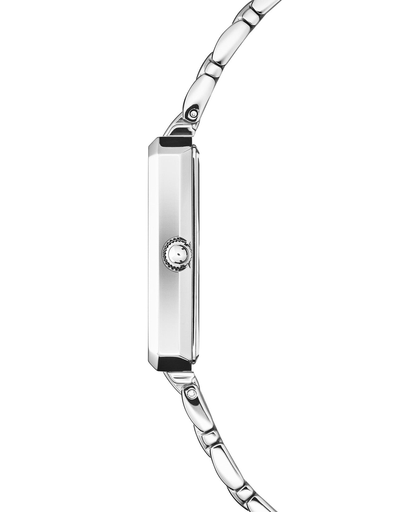 Side profile of angular silver case – COVER Noble Square Silver