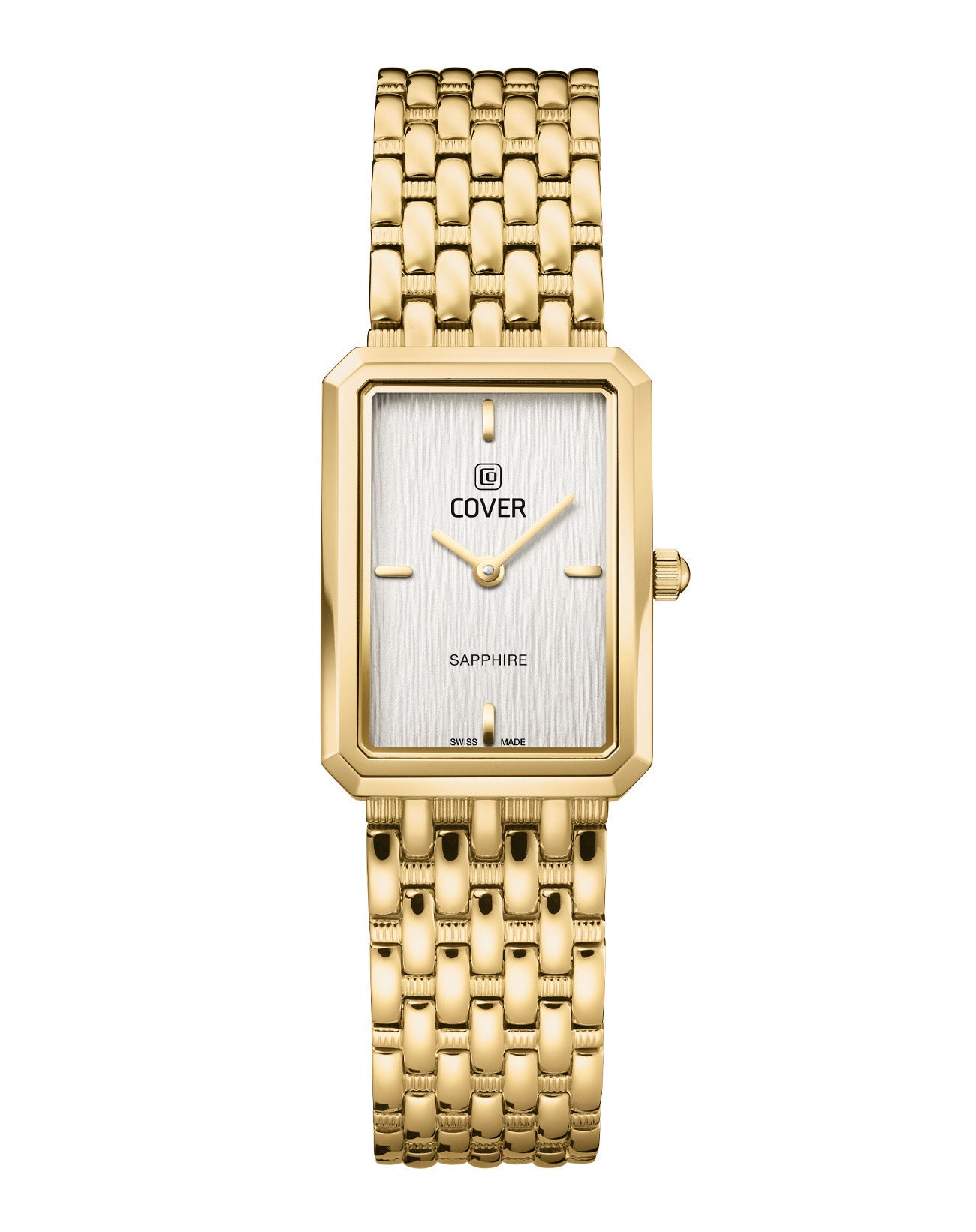 COVER Noble Square black dial women's watch with gold-plated square case and bracelet
