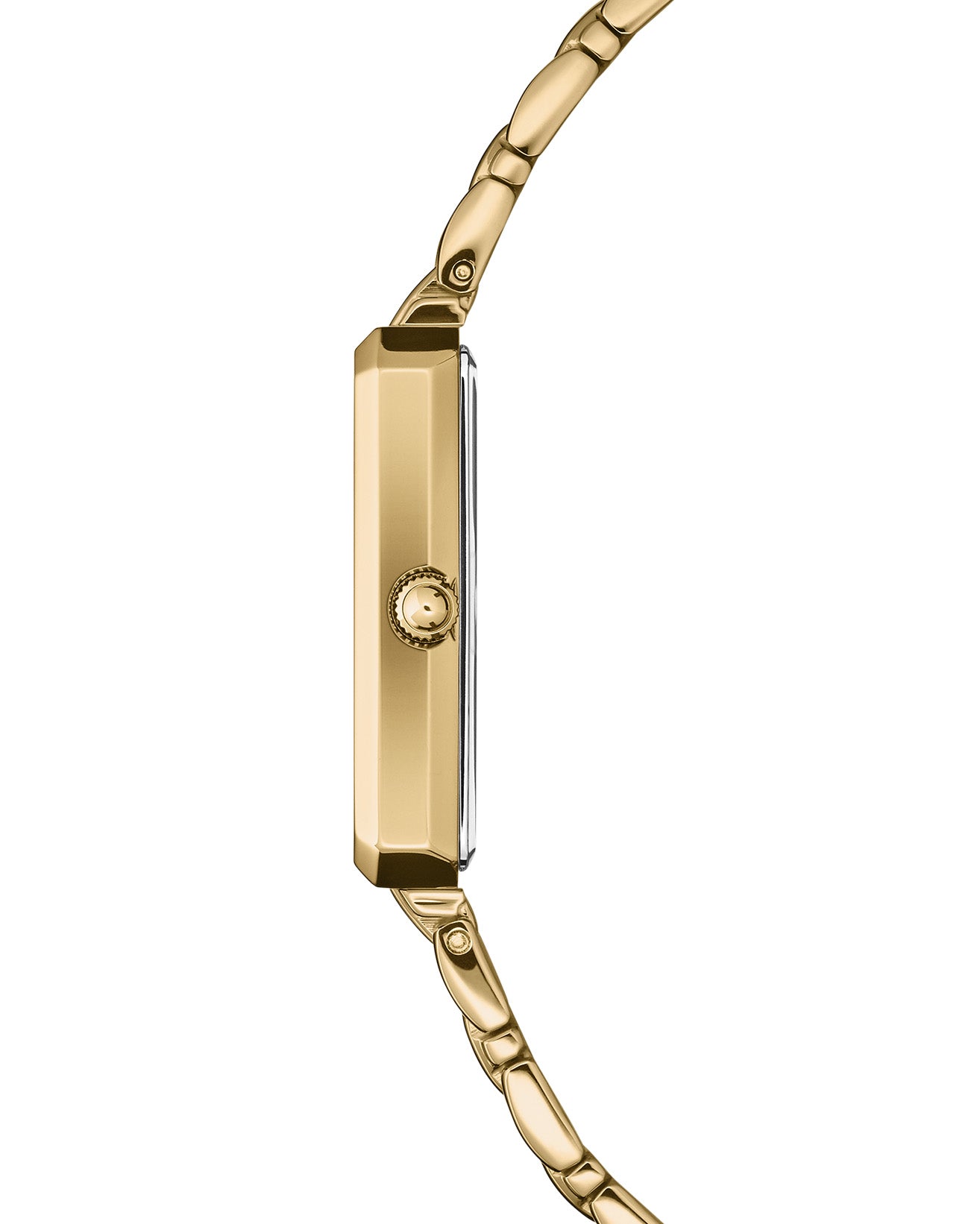 Side view of gold-plated angular case and bracelet – COVER Noble Square Silver-Gold