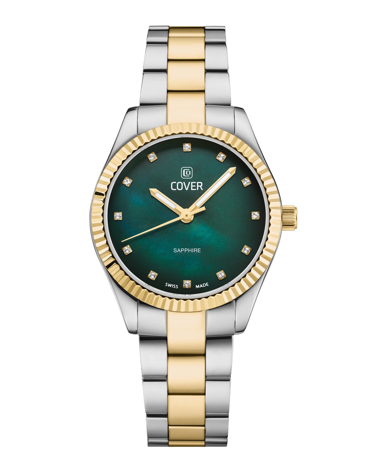 Swiss made Valentina Mini with green mother-of-pearl dial and gold/silver bicolor bracelet