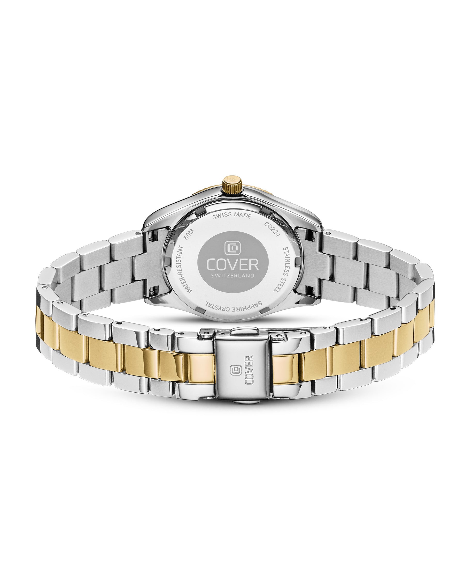 Back view of COVER Valentina Mini Green Pearl, Bicolor – Swiss Made quartz watch