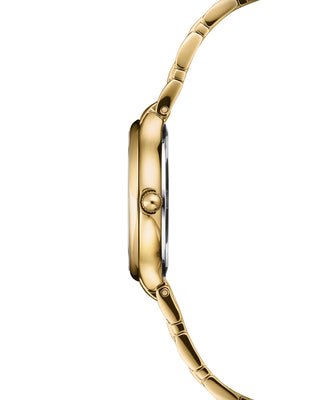 Watch Side View – Gold Finish and White Dial Swiss Style
