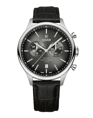 COVER Chapman Chrono Watch Leather Black, Silver Color