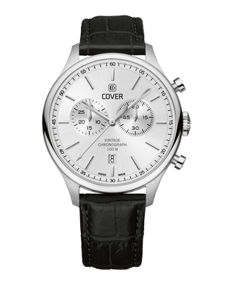 COVER Chapman Chrono Watch Leather Black, Silver Color