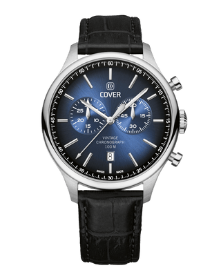 COVER Chapman Chrono Watch Leather Blue, Silver Color