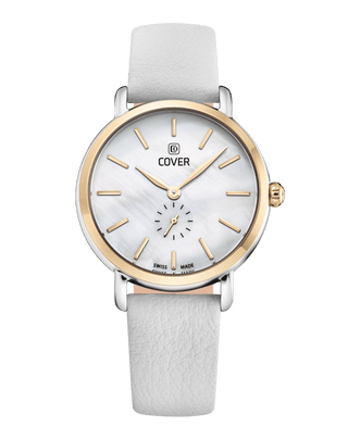 COVER Pearl Dreams Moonphase Watch White, Leather White, Bicolor