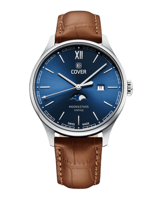 COVER Chapman Moon&Stars Blue, Leather Brown, Silver Watch