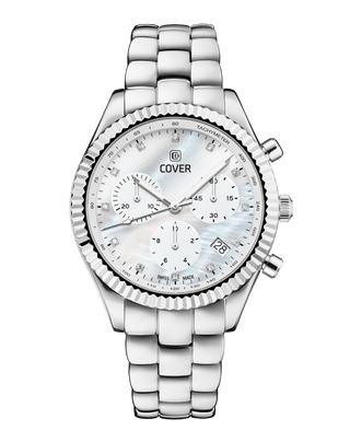 COVER Valentina Chrono Watch Crystals White Pearl, Silver