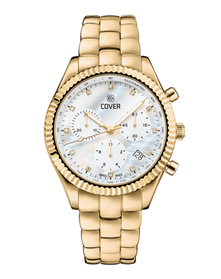 COVER Valentina Chrono Watch Crystals White Pearl, Gold