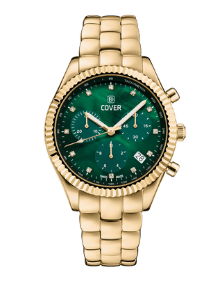 COVER Valentina Chrono Watch Crystals Green Pearl, Gold