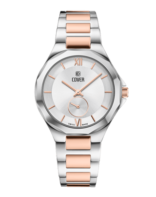 COVER Cardea Sleek Minimalist Swiss Made Women's Watch Silver Dial, Two-Tone Rose gold/Silver, Sapphire Glass