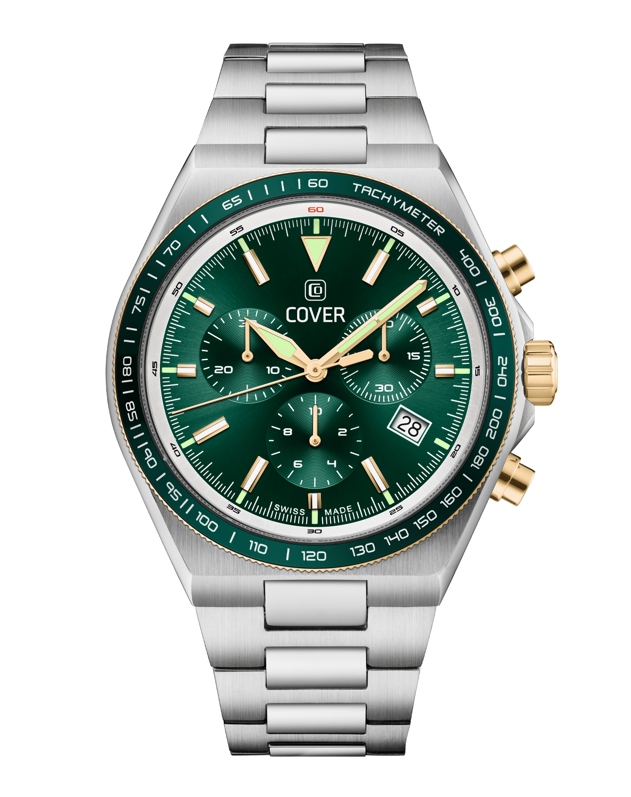 COVER Iconosteel Montre Chrono Verte, Bicolore