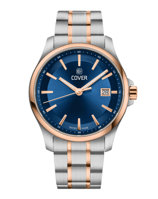 COVER Marville Gent Steel Watch Blue, Bicolor Silver Rosegold
