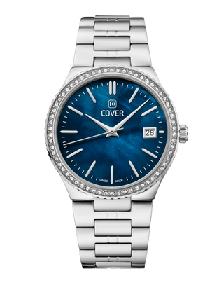 COVER Jumeira Crystals Blue Pearl, Silver Watch