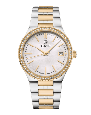 COVER Jumeira Crystals White Pearl, Bicolor Silver Gold Watch