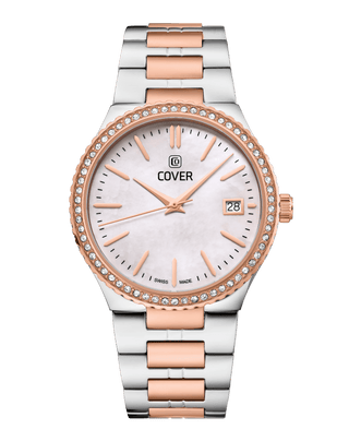 COVER Jumeira Crystals White Pearl, Bicolor Silver Rose Gold Watch