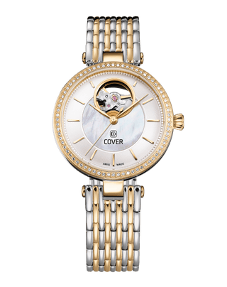 COVER Concerta Open Heart Automatic Watch Crystals White Pearl, Bicolor
