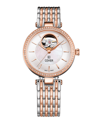 COVER Concerta Open Heart Automatic Watch Crystals White Pearl, Bicolor