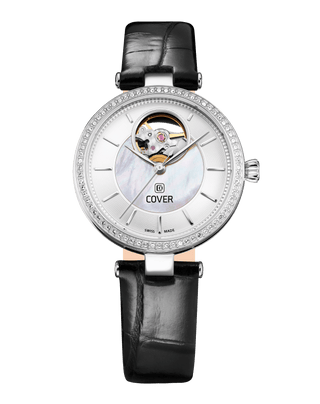 COVER Concerta Open Heart Automatic Watch Crystals White Pearl, Silver