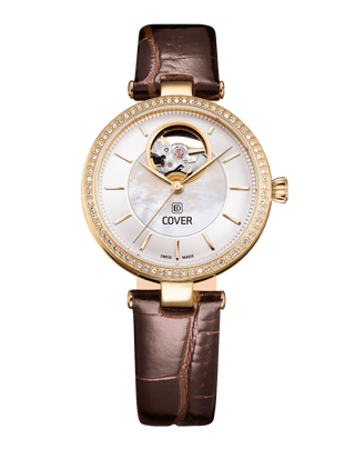COVER Concerta Open Heart Automatic Watch Crystals White Pearl, Gold